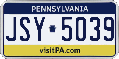 PA license plate JSY5039