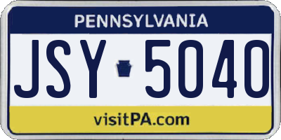 PA license plate JSY5040