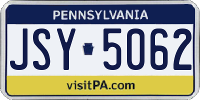 PA license plate JSY5062