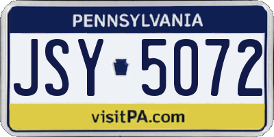 PA license plate JSY5072