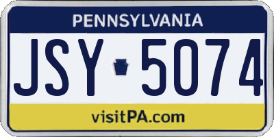 PA license plate JSY5074