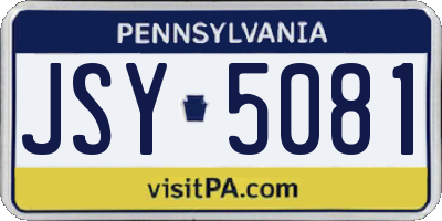 PA license plate JSY5081