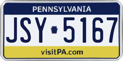 PA license plate JSY5167