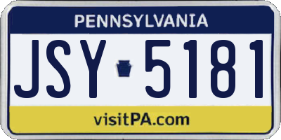 PA license plate JSY5181