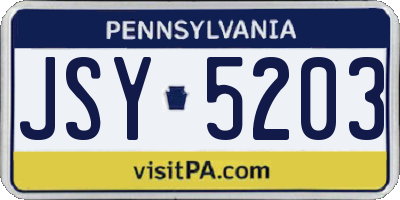 PA license plate JSY5203