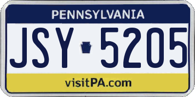 PA license plate JSY5205