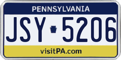 PA license plate JSY5206