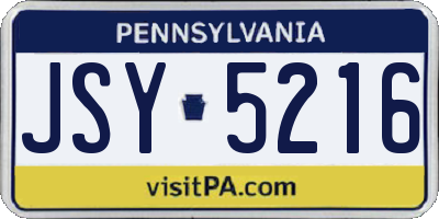 PA license plate JSY5216
