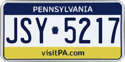 PA license plate JSY5217