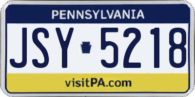 PA license plate JSY5218