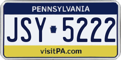 PA license plate JSY5222