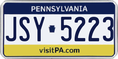 PA license plate JSY5223