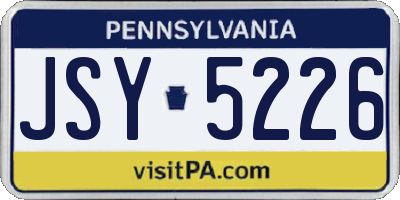 PA license plate JSY5226