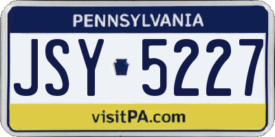 PA license plate JSY5227