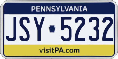PA license plate JSY5232