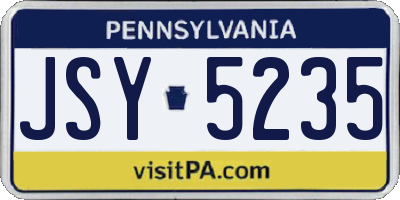 PA license plate JSY5235