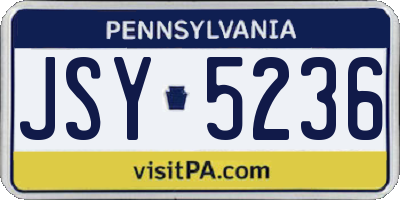 PA license plate JSY5236