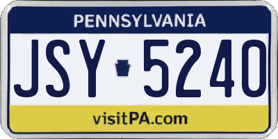 PA license plate JSY5240