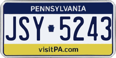PA license plate JSY5243