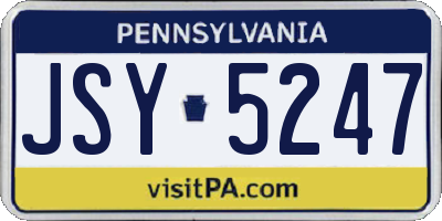 PA license plate JSY5247