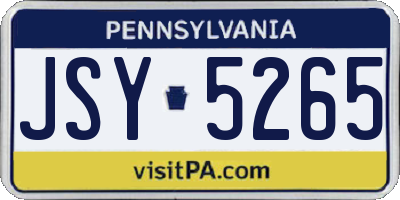 PA license plate JSY5265