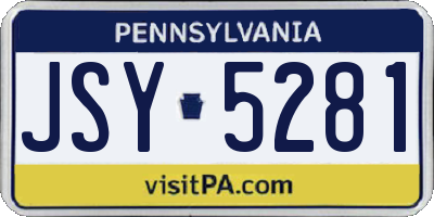 PA license plate JSY5281