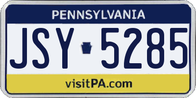 PA license plate JSY5285