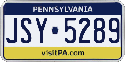 PA license plate JSY5289