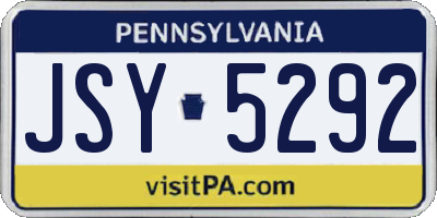PA license plate JSY5292