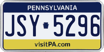 PA license plate JSY5296