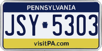 PA license plate JSY5303