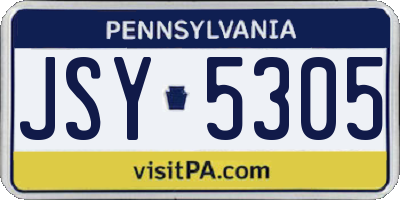 PA license plate JSY5305