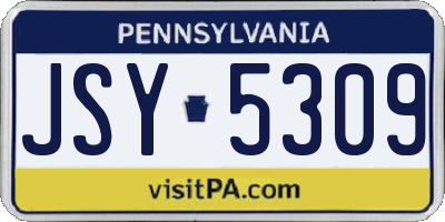 PA license plate JSY5309