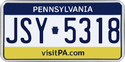 PA license plate JSY5318