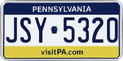 PA license plate JSY5320