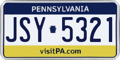 PA license plate JSY5321