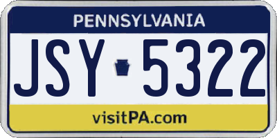 PA license plate JSY5322