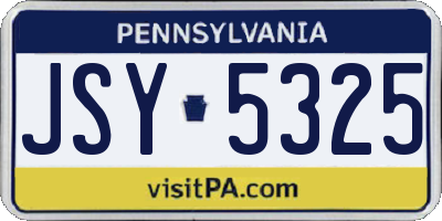 PA license plate JSY5325