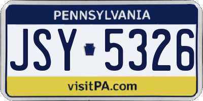 PA license plate JSY5326