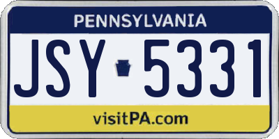 PA license plate JSY5331