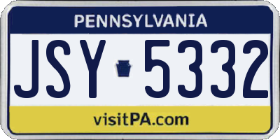 PA license plate JSY5332