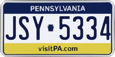 PA license plate JSY5334