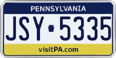 PA license plate JSY5335