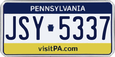 PA license plate JSY5337