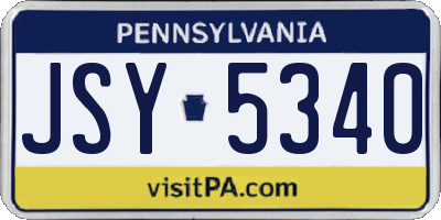 PA license plate JSY5340