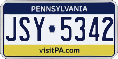 PA license plate JSY5342