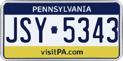 PA license plate JSY5343