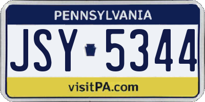PA license plate JSY5344