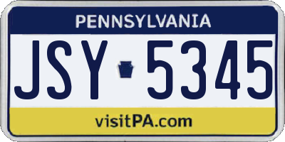 PA license plate JSY5345