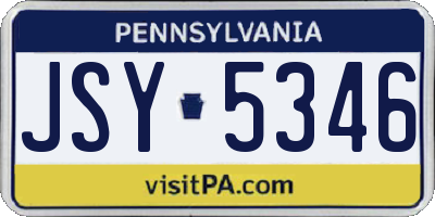 PA license plate JSY5346